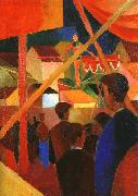 August Macke Girls Bathing with Town in the Background oil painting picture wholesale